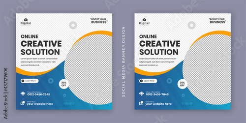 Digital marketing agency expert and corporate business flyer modern square social media post banner template
