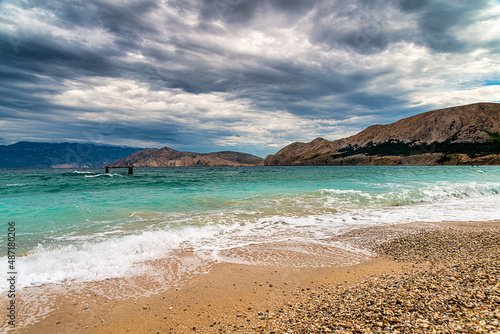 the beach of  Ba  ka on the island of Krk in croatia.