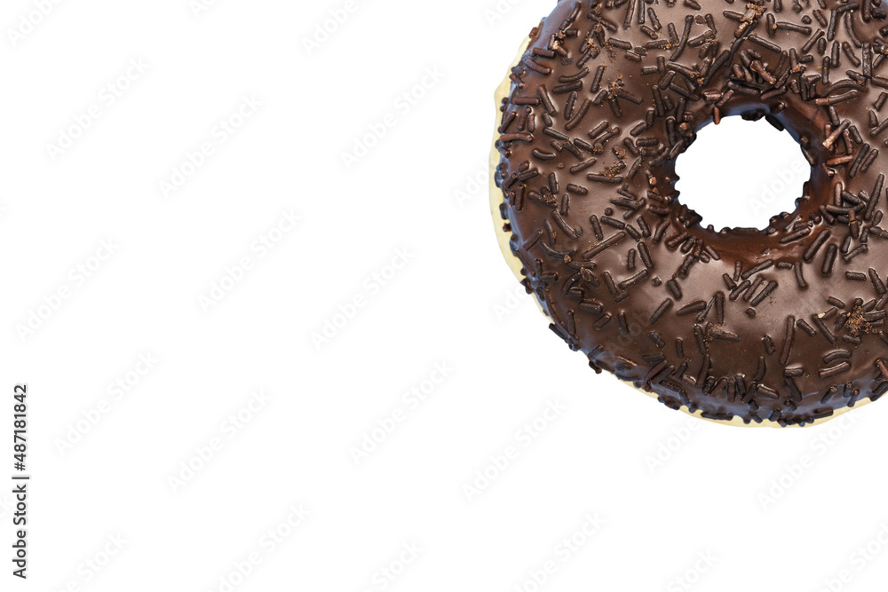 Delicious donut decorated with sprinkles on a white background. Delicious donut decorated with sprinkles on a white background.