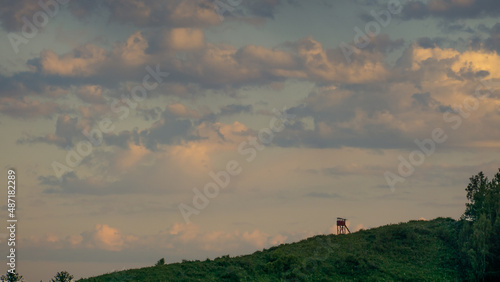 Little tower on a hill at dawn 