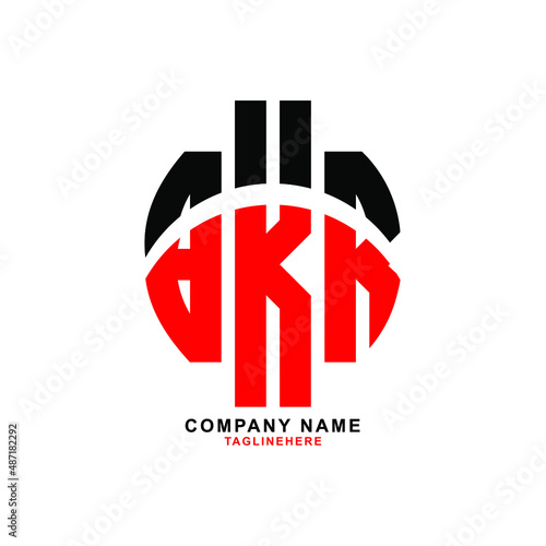 BKR letter design. BKR letter logo design with white background. BKR creative letter logo with two colors.
 photo