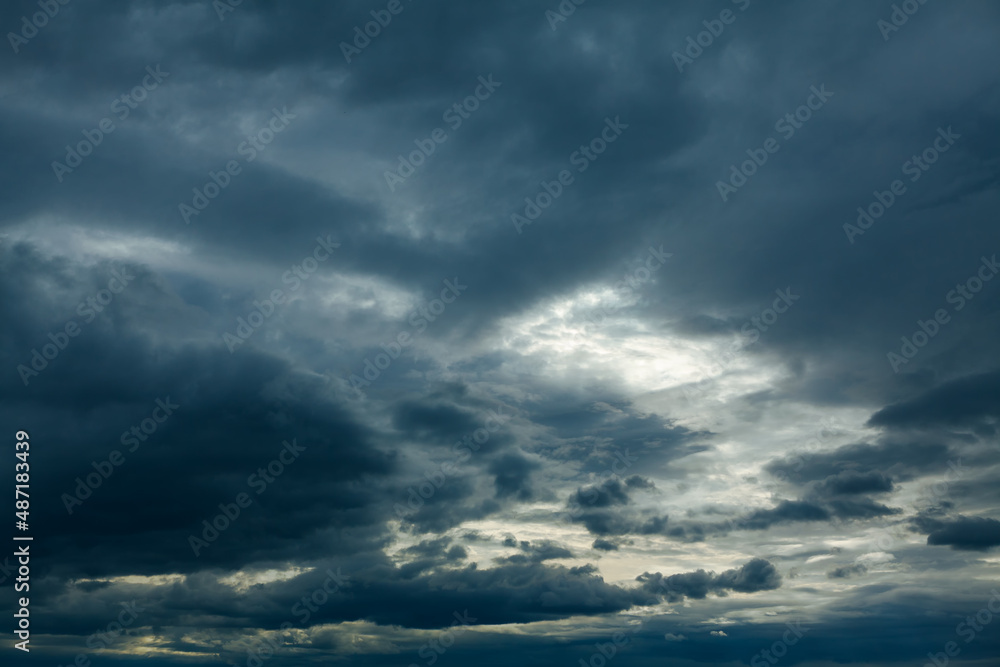 Dark and gray clouds . Hurricane cloudscape