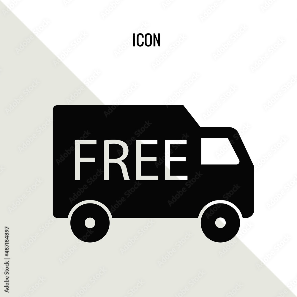 Free delivery truck vector icon illustration sign Free delivery truck vector icon illustration sign