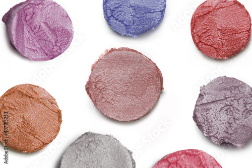 Lipstick and eyeshadow cuts isolated on white background	