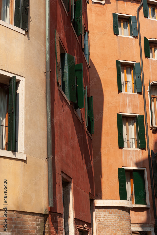 Building with open windows, Venice, Italy