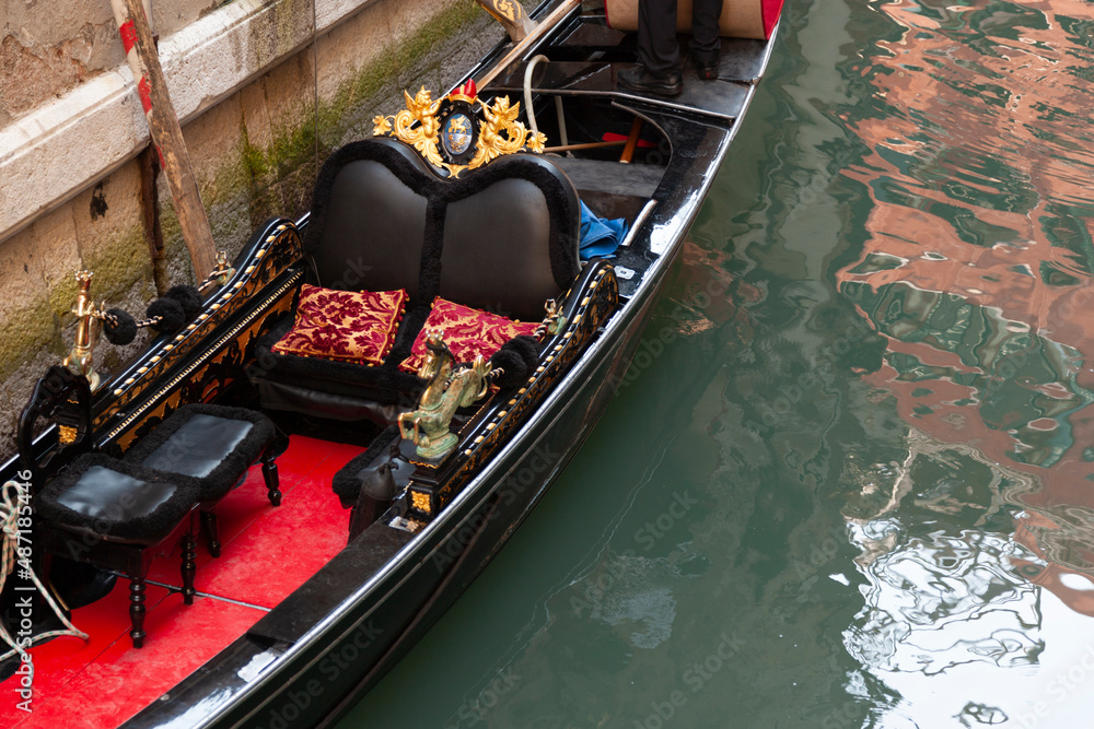 Moored gondola in the canal, Venice, Italy