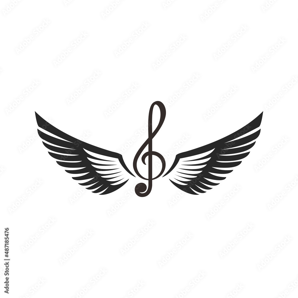 Fototapeta premium tone song logo with wings icon music