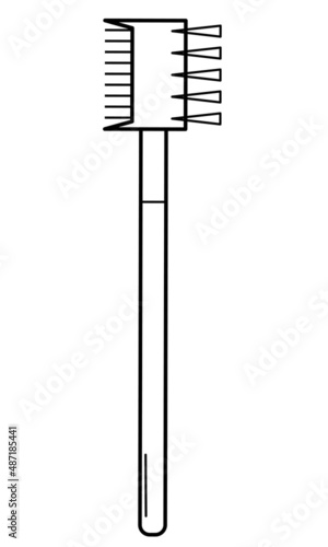Hand-drawn image of a brush for eyebrows and eyelashes.