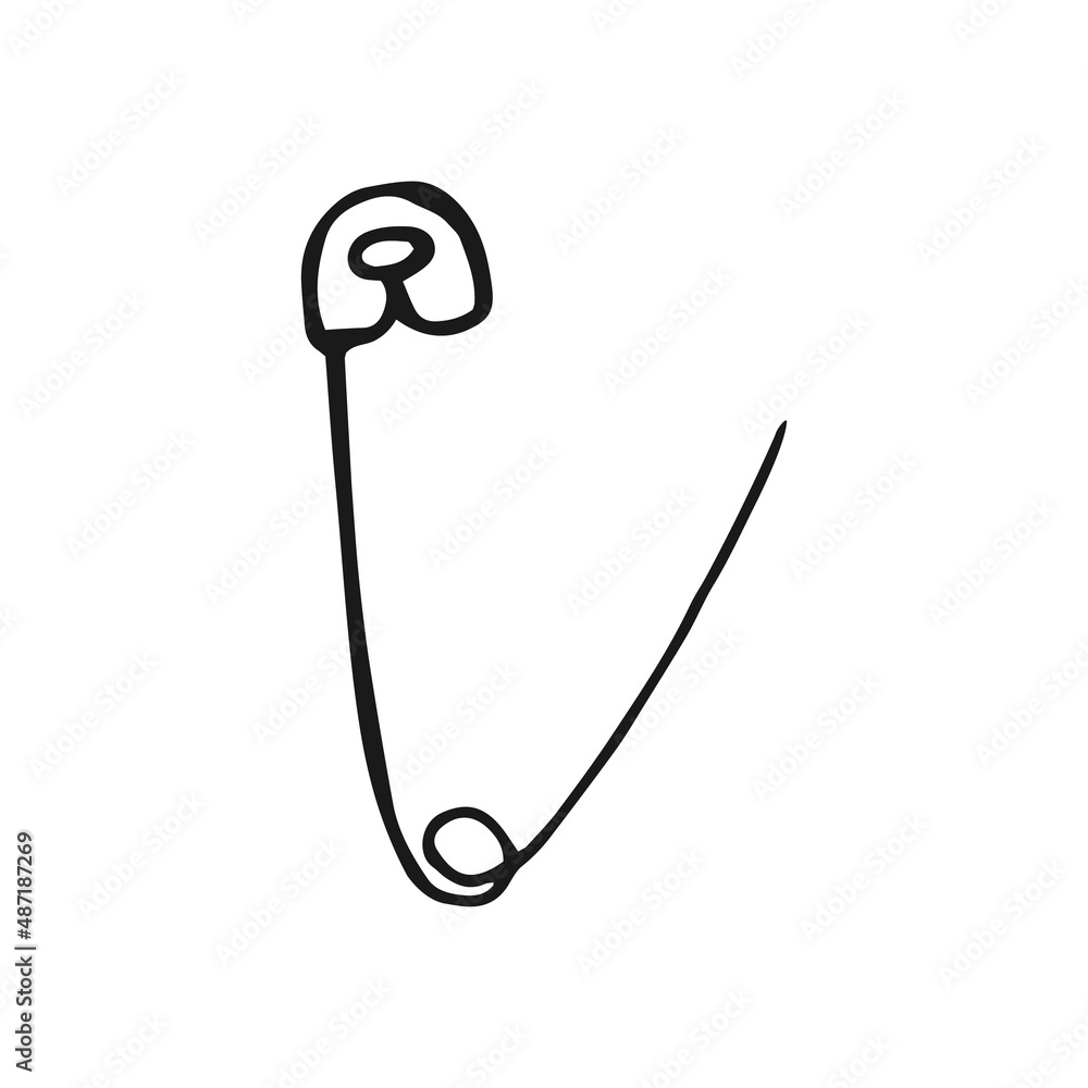Safety pin. Hand drawn illustration converted to vector. Safety pin. Hand drawn illustration converted to vector.