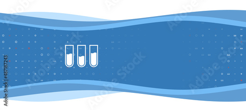 Blue wavy banner with a white water game symbol on the left. On the background there are small white shapes, some are highlighted in red. There is an empty space for text on the right side
