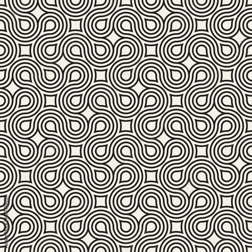 Vector seamless pattern. Repeating geometric abstract elements. Stylish monochrome background design.