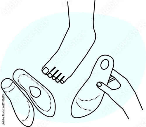 Selection of orthopedic insoles vector illustartion of foot care for icon