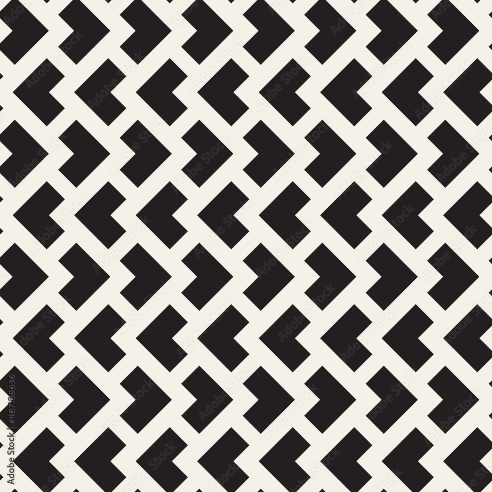 Vector seamless pattern. Repeating geometric abstract elements. Stylish monochrome background design.