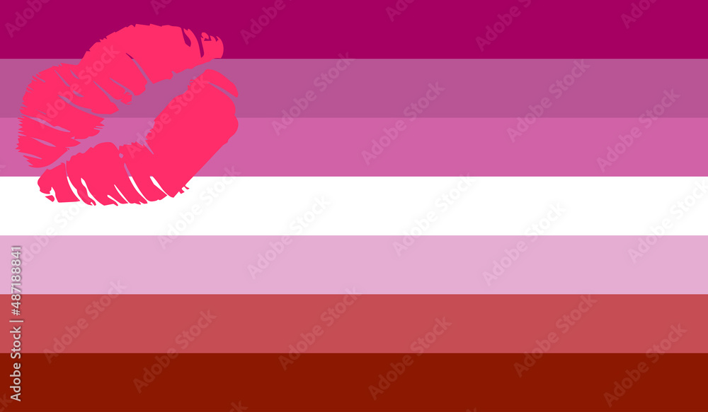 Lipstick lesbian flag. LGBT movement. LGBTQ community. Vector