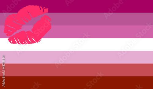Lipstick lesbian flag. LGBT movement. LGBTQ community. Vector illustration
