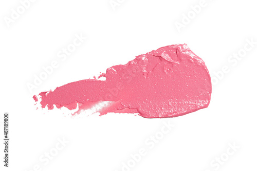 Pink ceamy makeup sample islated on white background. Decorative cosmetic smear.