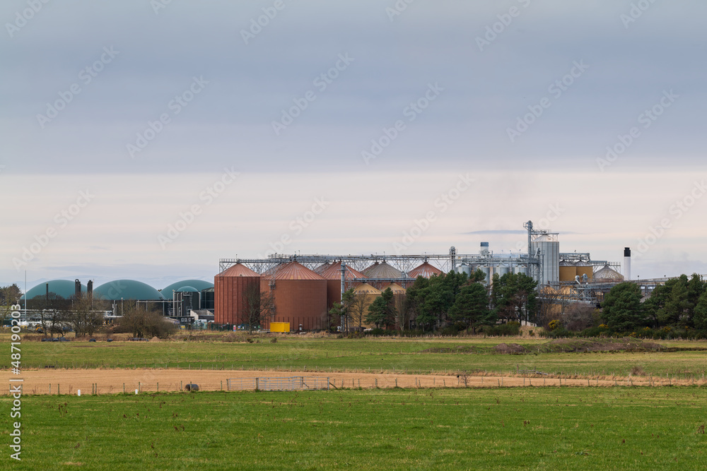 PORTGORDON,MORAY,SCOTLAND - 13 FEBRUARY 2022: This is the Maltings Factory Premises of Crisp Maltings Group near Portgordon, Moray, Scotland on 13 February 2022.