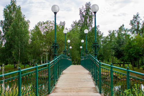 Beautiful openwork bridge with lanterns