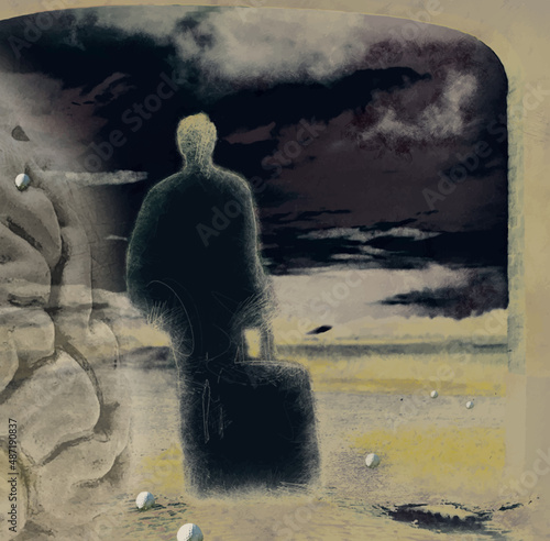 Mann mit Koffer, Illustration
