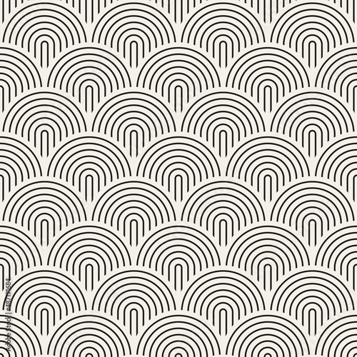 Vector seamless pattern. Repeating geometric elements. Stylish monochrome background design.