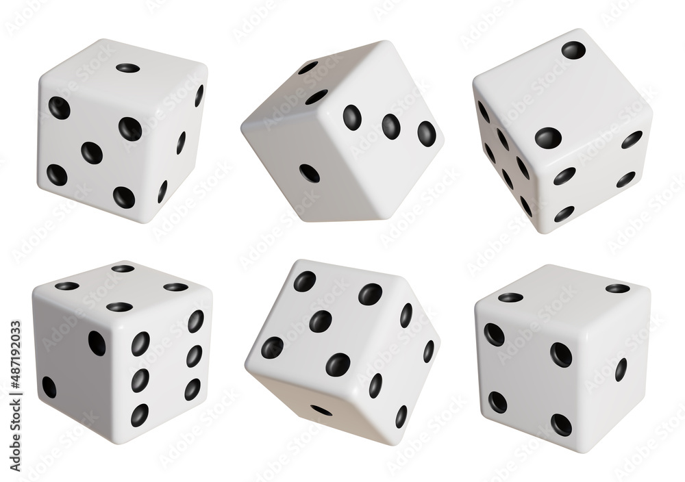 Realistic Detailed 3d Gambling Game Dice with Random Numbers of Black Dots Set. Vector illustration of Dices Realistic Detailed 3d Gambling Game Dice with Random Numbers of Black Dots Set. Vector illustration of Dices