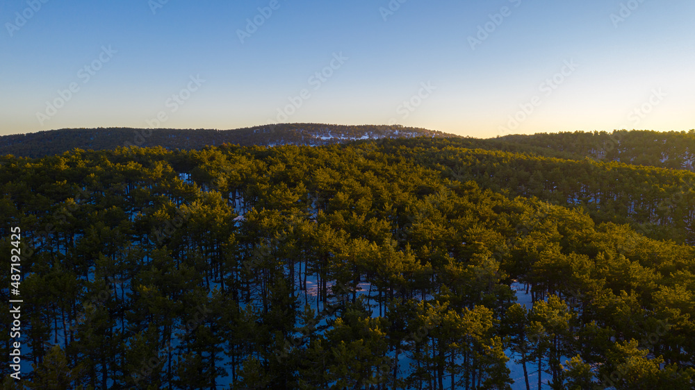Aerial view of snowy forest and natural life in Ankara,TURKEY. Aerial view of snowy forest and natural life in Ankara,TURKEY.