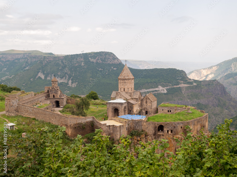 Tatev monastery on the rocky edge of the mountain