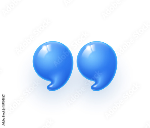3d quote realistic render design in cute cartoon style volumetric icons of quotation marks. Innovative Quote speech bubble template. Modern Minimal 3d render cartoon design quotation bubble message