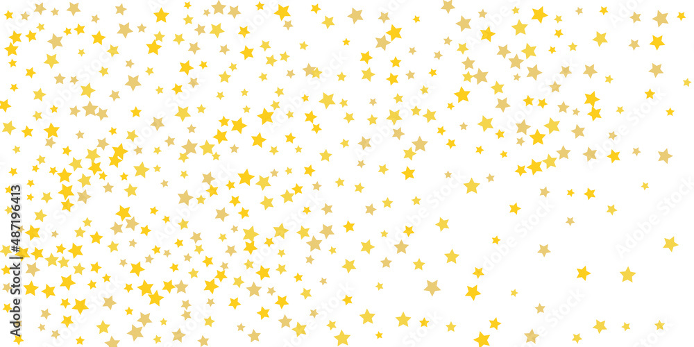 Star confetti. Golden casual confetti background. Bright design pattern. Vector template with gold stars.