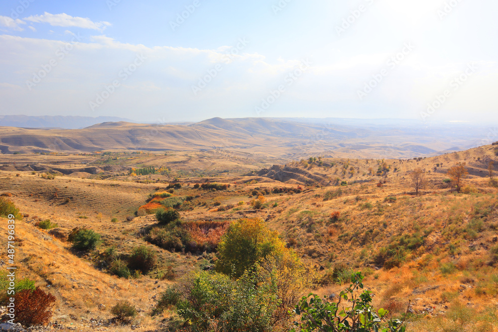 Autumn landscape in sunny day in Armenia