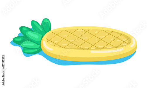 Pineapple shaped air mattress semi flat color vector object. Full sized item on white. Swimming pool activities simple cartoon style illustration for web graphic design and animation