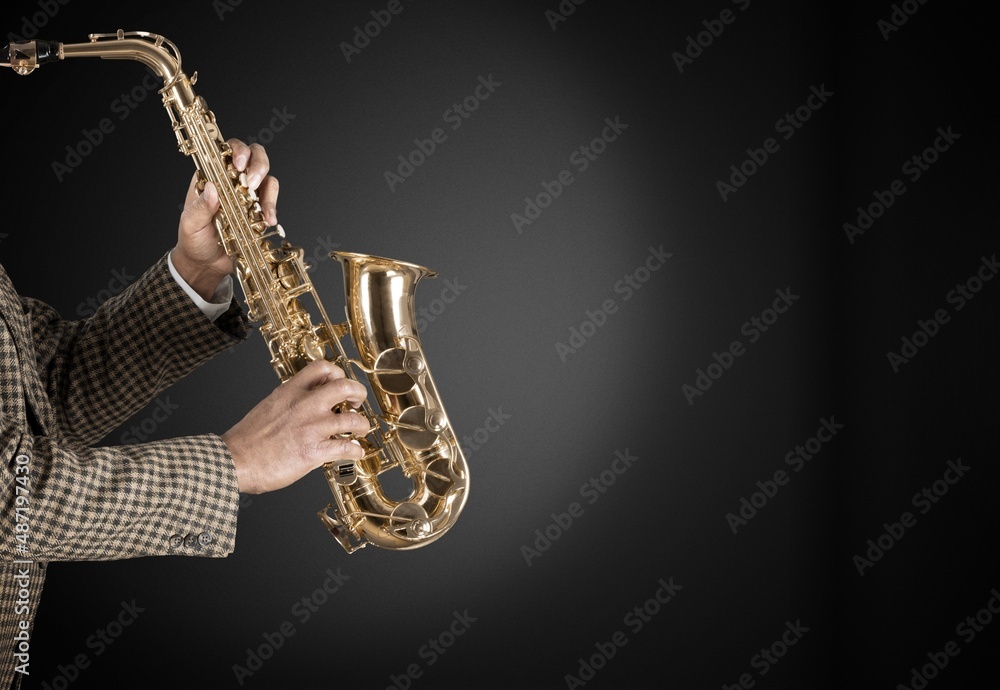 Obraz premium Musician playing jazz music instrument. Band instruments