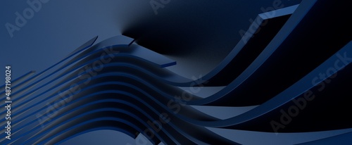 3d render, abstract blue cr...