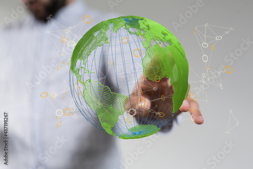 green 3D planet Earth with ...