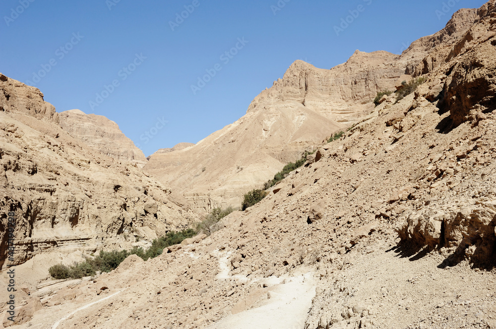 Mountains in the Ein Gedi Nature Reserve on the shores of the Dead Sea in Israel. Mountains in the Ein Gedi Nature Reserve on the shores of the Dead Sea in Israel.