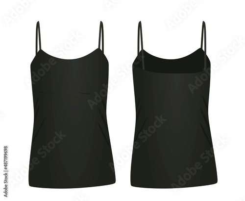 Black sleeveless t shirt. vector illustration