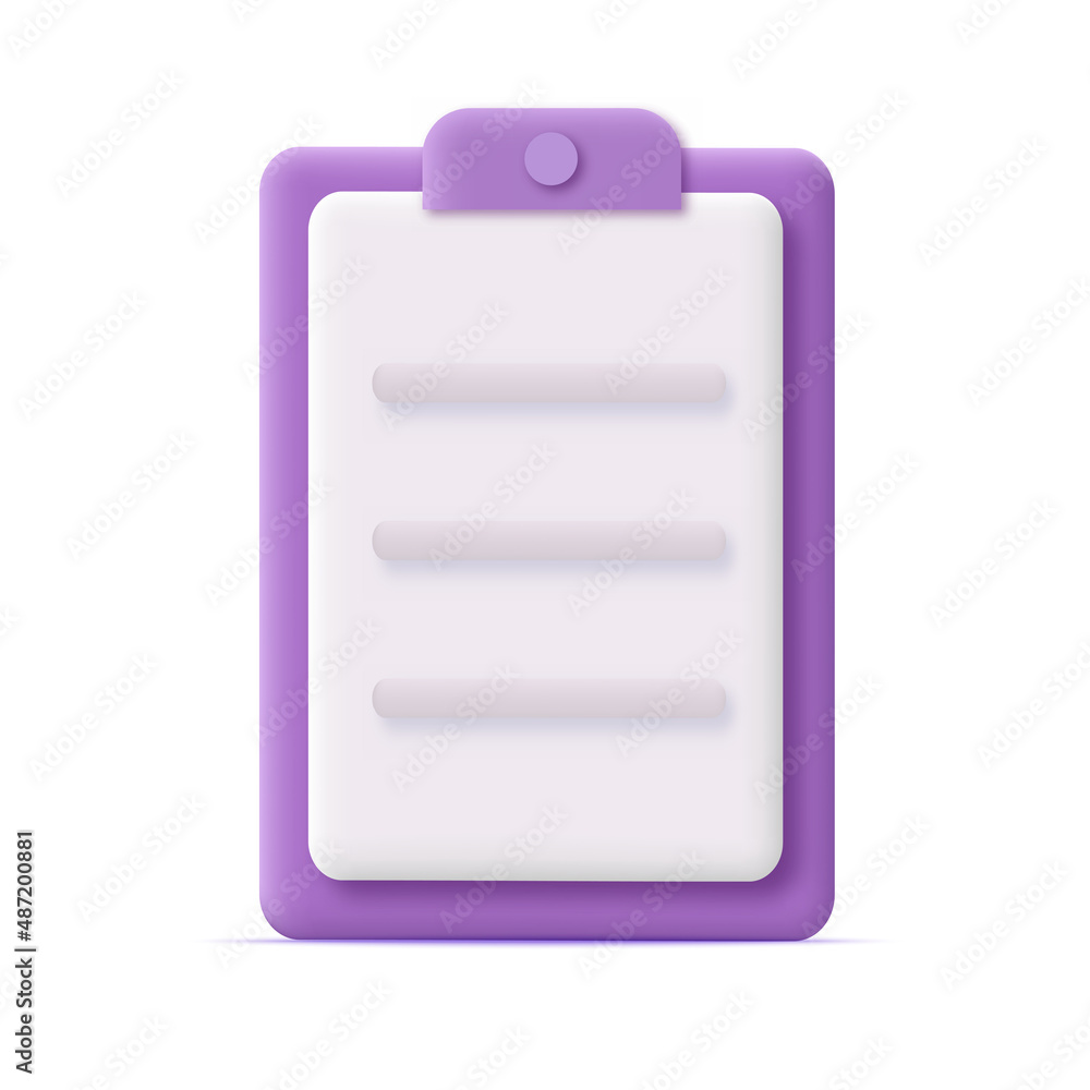 3d checklist on a clipboard paper. Vector 3d checklist on a clipboard paper. Vector