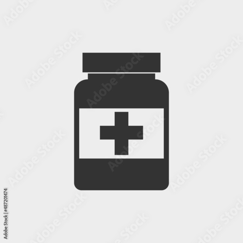 Medicine bottle vector icon illustration sign