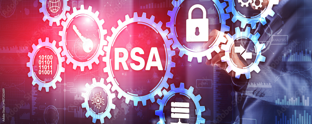 Fototapeta premium RSA. Cryptography and Network Security. Rivest Shamir Adleman cryptosystem