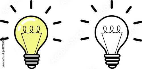 Vector illustration of yellow and white idea lamp icons on a white background