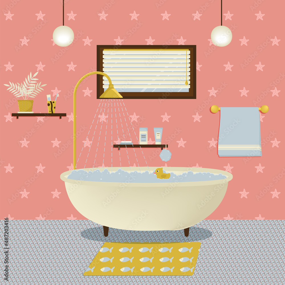 vector bathroom interior in flat style vector bathroom interior in flat style