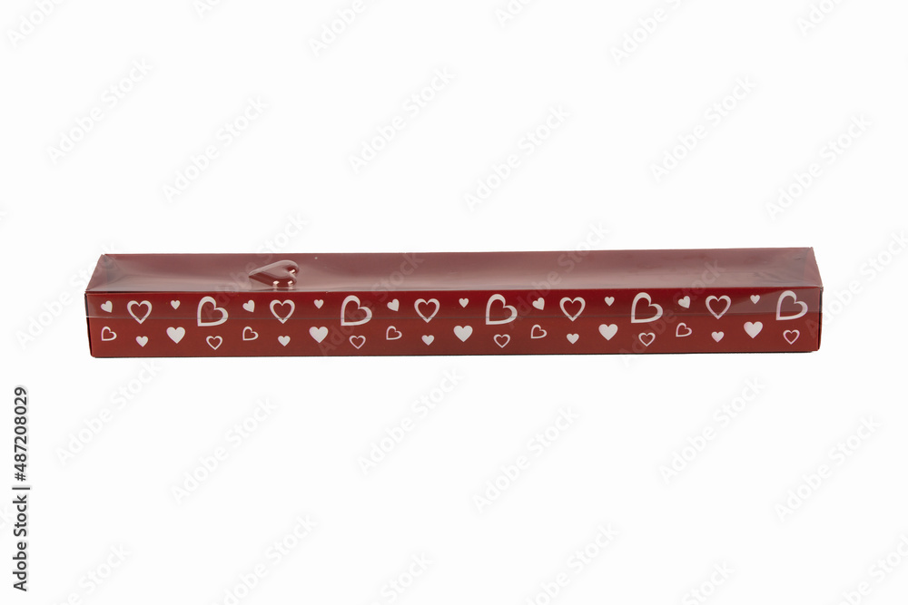 Single rose box carton. Gift Box on Valentine's Day on white background. Space for text. Woman's day, Mother's day. Single rose box carton. Gift Box on Valentine's Day on white background. Space for text. Woman's day, Mother's day.