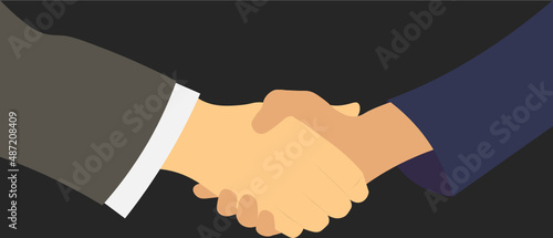 trato hecho, apretón de manos, vector con fondo oscuro.
