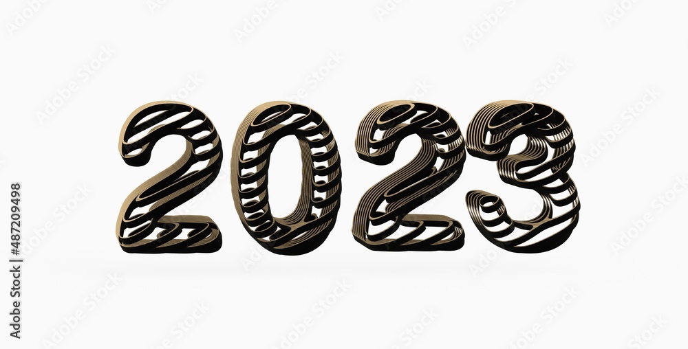 Happy New Year 2023. 3D illustration numbers isolated Happy New Year 2023. 3D illustration numbers isolated
