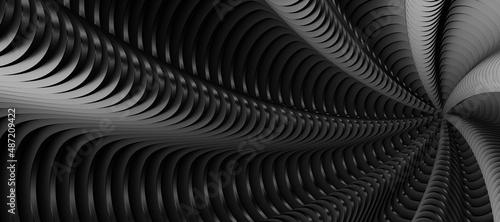 abstract background lines black hole 3d illustration.