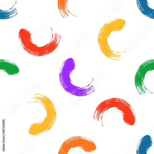 Colorful hand drawn semi circles seamless pattern. Doodle style objects background. Abstract contemporary modern trendy vector illustration. 