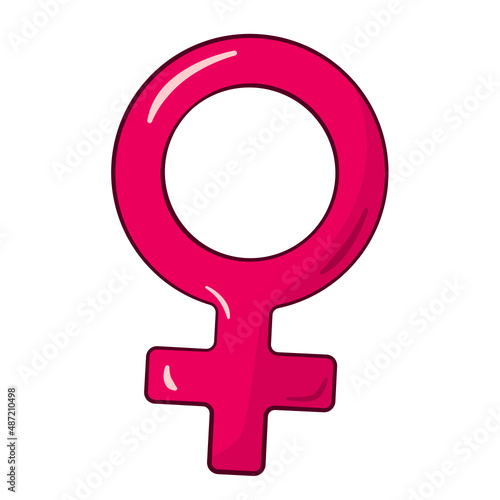 Female gender symbol. Cartoon. Vector illustration