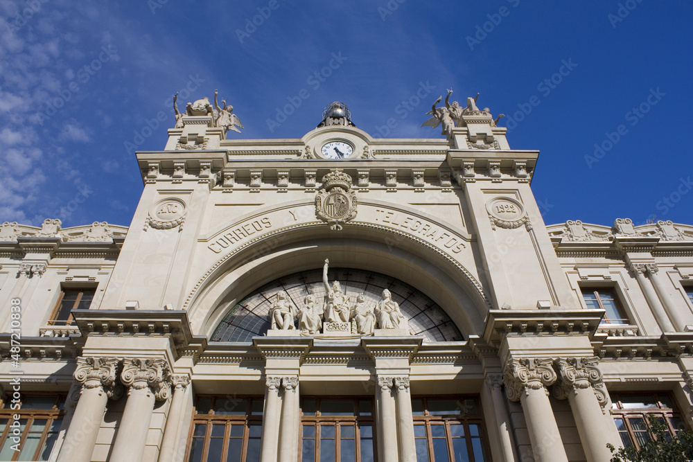 Beautiful historical building at Mayor Street in Madrid, Spain	
