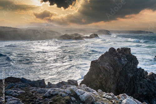 Rocky Scotish coastline near Mangersta, Isle of Lewis, UK photo