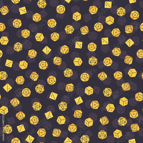 Pattern of D4, D6, D8, D10, D12, and D20 Dice for Board Games